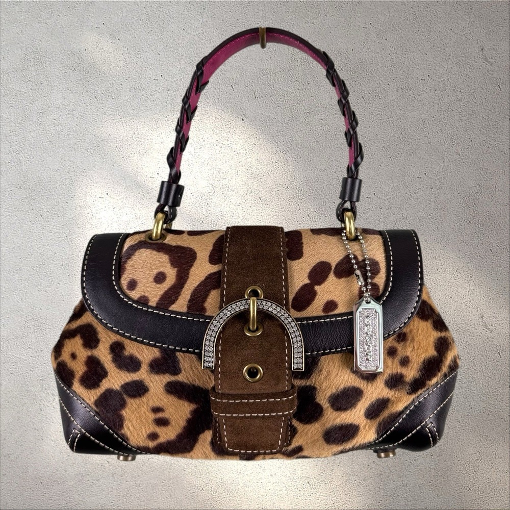 Vtg Y2K Coach Limited Edition Soho Madison Ocelot Calf Hair Top Handle Bag - Picture 1 of 13